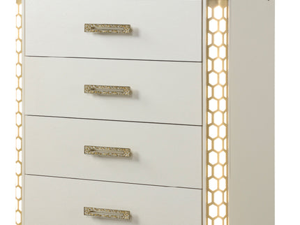 Jasmine - 5 Drawer Chest With Side LED Lightning - Beige