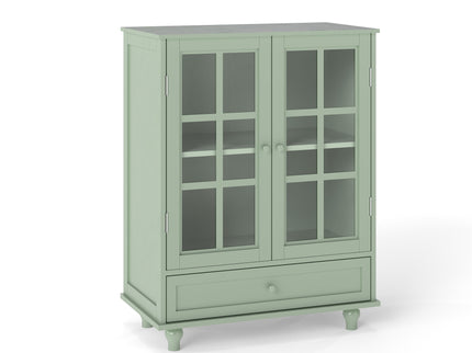 Minimalist Buffet Cabinet With Double Glass Doors And Drawer