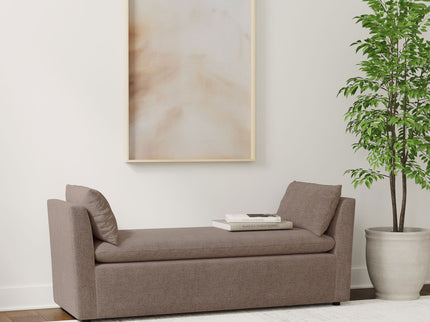 Isiah - Raised Arm Accent Bench - Brown