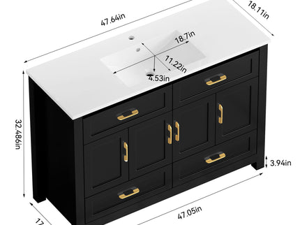 Bathroom Vanity With Sink Combo, 4 Soft Close Doors And 4 Drawers