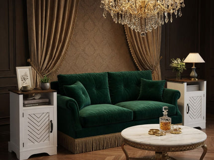 Farmhouse Nightstand With Charging Station & Storage