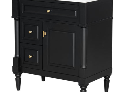 Modern Bathroom Vanity With Sink, Freestanding Cabinet With Flip Drawer & Adjustable Shelf