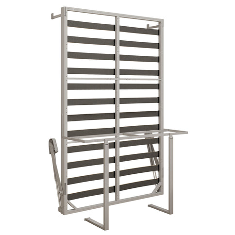 Queen Size Cabinet Wall Bed Mechanism With Desk Panel - Gray