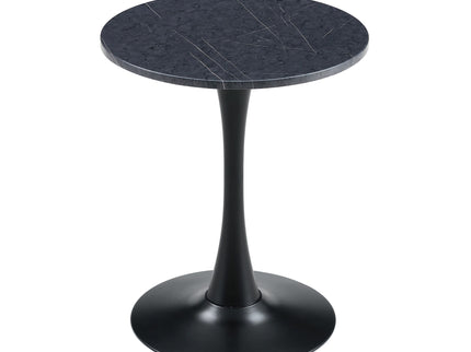 Round Dining Table With Faux Marble Top And Metal Pedestal +, 23.6" Diameter For Kitchen, Living Room, Small Spaces