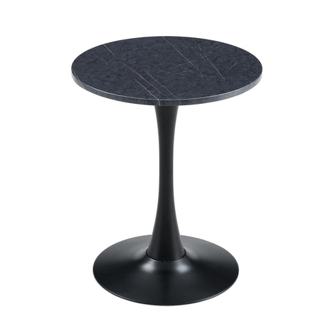 Round Dining Table With Faux Marble Top And Metal Pedestal +, 23.6" Diameter For Kitchen, Living Room, Small Spaces