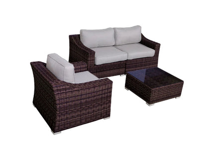 Outdoor Wicker Conversation Set With Cushions, All Weather