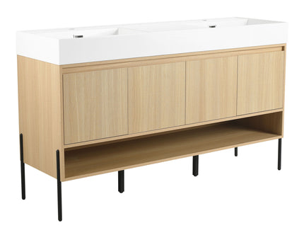 Modern Bathroom Vanity Combo With Single Resin Sink And Storage Cabinet