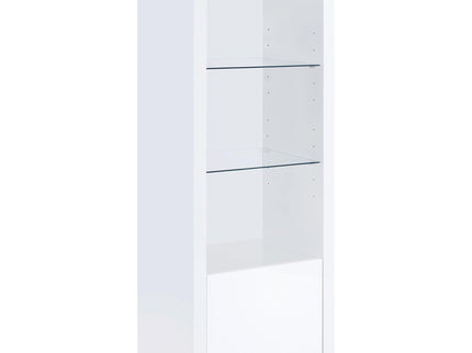 Lance - 3 Shelf Media Tower With Shelves And Hidden Cabinet - Gloss White