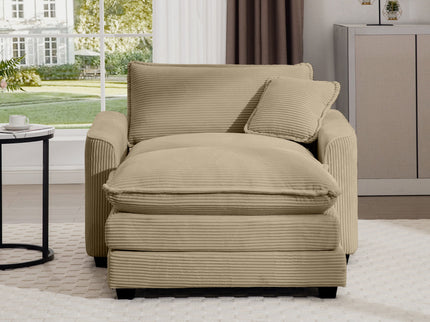 Classic Modern Comfortable Single Chair Deep Seat Sofa With Footstool