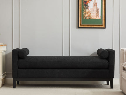 Upholstered End Of Bed Bench With Arms & 2 Bolsters For Bedroom