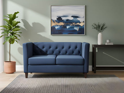 Button Tufted Loveseat, 2 Seater With Square Arm Couch For Living Room