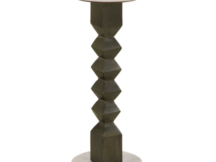 Selena - Round Side Table - White / Gray