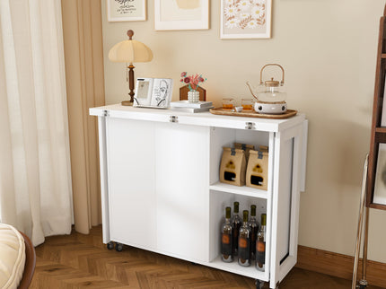3 In 1 Foldable Side Table With 4 Storage Shelves