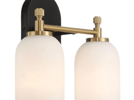 Vortex - 2 Lights Vanity In Style For Over Bathroom Mirror Wall Sconce - Black / Gold / White