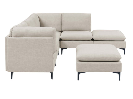 Upholstered Modular Sectional With Medium Firm Seat Cushion - Almond