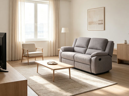 Modern 2 Seat Reclining Loveseat With Manual Recline And Footrest