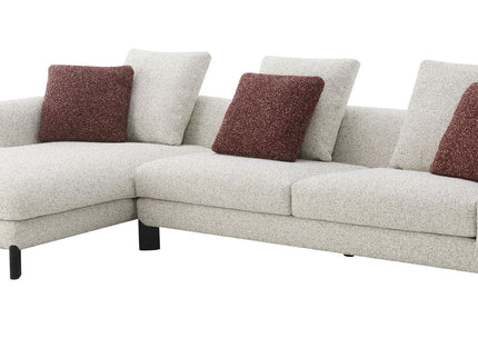 Mardi - Tweed Sectional Sofa With 3 Pillows - Maroon / Beige