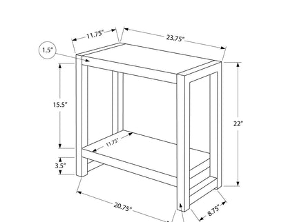 Accent Side Table, Narrow, Small, 2 Tier, Contemporary And Modern