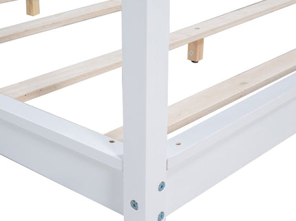 Wood Canopy Platform Bed With Support Legs And Airflow Slats