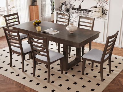 Extendable Dining Set, Farmhouse Extendable Table With Upholstered Chairs