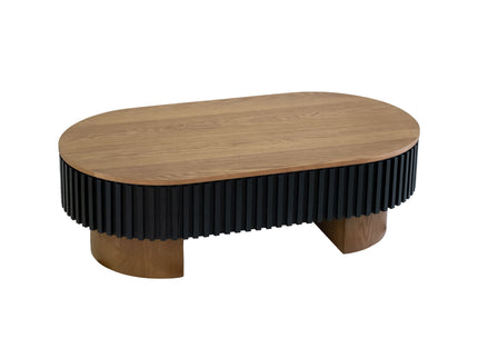 Elliptical Living Room Coffee Table With Hidden Storage And Removable Tabletop
