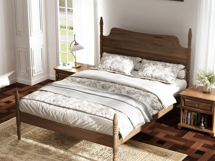 Retro 4 Poster Platform Bed Frame With Curved Tall Headboard