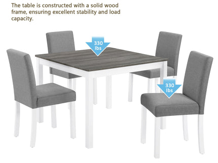 5 Piece Dining Table Set With 4 Chairs For Kitchen - Gray / White