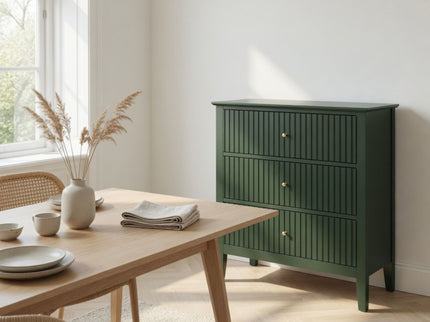Fluted 3 Drawer Nightstand With Soft Close Slides