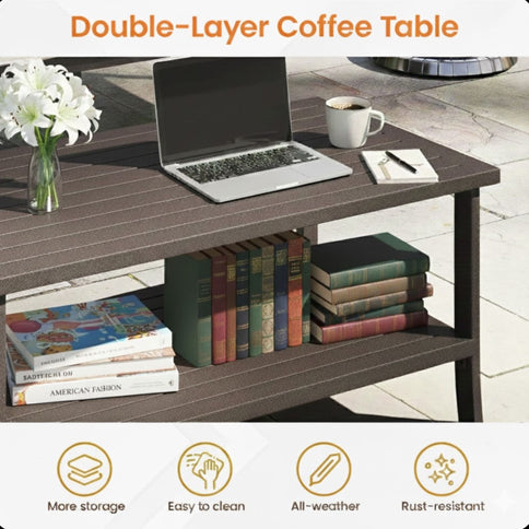 Patio Furniture Set, Coffee Table And Cushions For Backyard