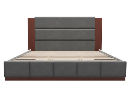 Modern Upholstered Platform Bed With Extended Headboard