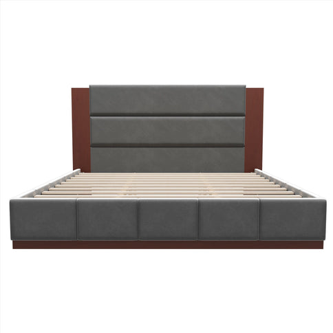 Modern Upholstered Platform Bed With Extended Headboard