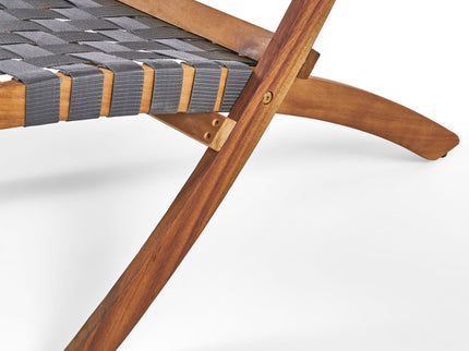 Solidago - Outdoor And Strapping Belt Folding Chairs, (Set of 2) - Black / Brown