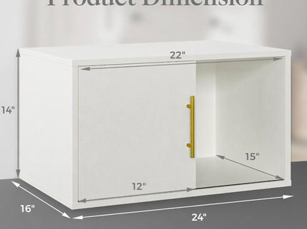 Cube Storage Organizer With Sliding Door Stackable Modular Bookshelf & Storage Cabinet - White