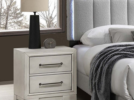 Nightstand With Square Legs And Sleek Handles - Antique White