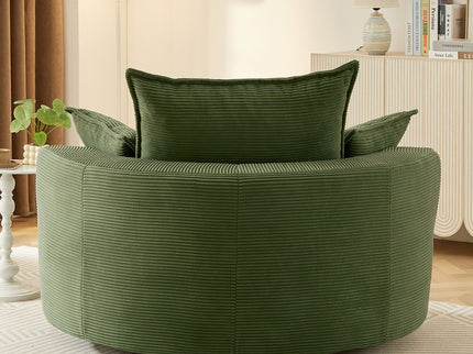 360° Swivel Accent Barrel Chair With Dual Layer Cushion And 3 Removable Pillows