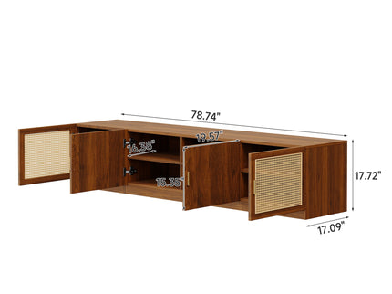 78" TV Stand For TVs Up To 85", Media Console, Adjustable Shelves - Walnut