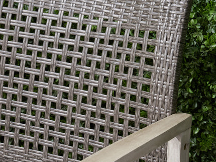 Hampton - Outdoor Wood And Wicker Loveseat - Gray