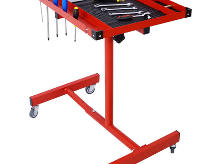 Adjustable Tear Down Work Table With Drawer For Garages, Repair Shops, And Diy, Portable, (4) 2.5" Swivel Casters, 220 Pound Capacity, Rubber Corners, Heavy Duty Steel