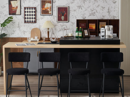 Modern Teddy Fabric Upholstered Bar Stools - Legs