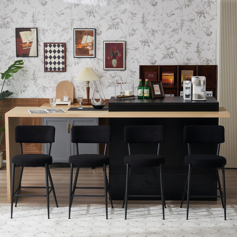 Modern Teddy Fabric Upholstered Bar Stools - Legs