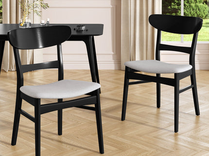 Mid Century Dining Chairs With Cushioned Seats And Wood Frame (Set of 2)