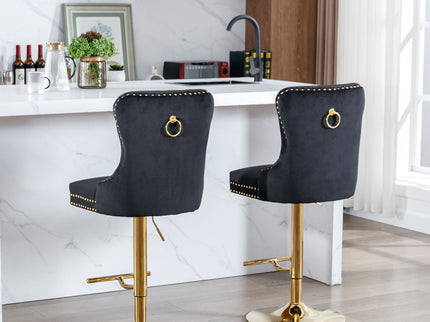 Thick Swivel Barstools Adjusatble Seat Height From 25-33", Modern Upholstered Bar Stools With Backs Comfortable Tufted For Home Pub And Kitchen Island (Set of 2)