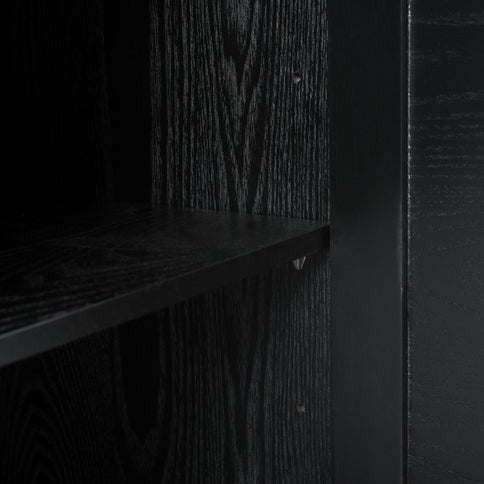 Stylish Storage Cabinet Sideboard With Unique Geometric Circle Door Design - Black