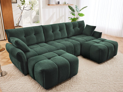Sofa Set With Ottoman And Pillows, Textured, High Resilience Cushions
