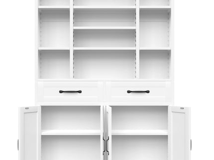 Industrial Bookcase Tall With Adjustable Shelves, Drawers & Doors