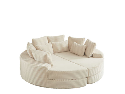 Round Oversized Sofa Bed With 5 Throw Pillows