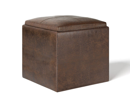 Rockwood - Upholstered Cube Storage Ottoman With Tray