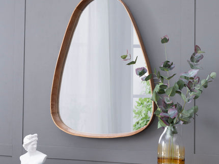 Irrgeular Mirror With Frame, Wall Mirror For Living Room Bathroom Entryway - Brown