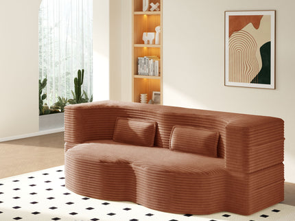 Modern Floor Sofa With 2 Pillows, Convertible Twin Size Folding Mattress For Living Room