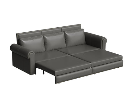 3 In 1 Convertible Sleeper Sofa With Nailhead Trim & Rolled Arm